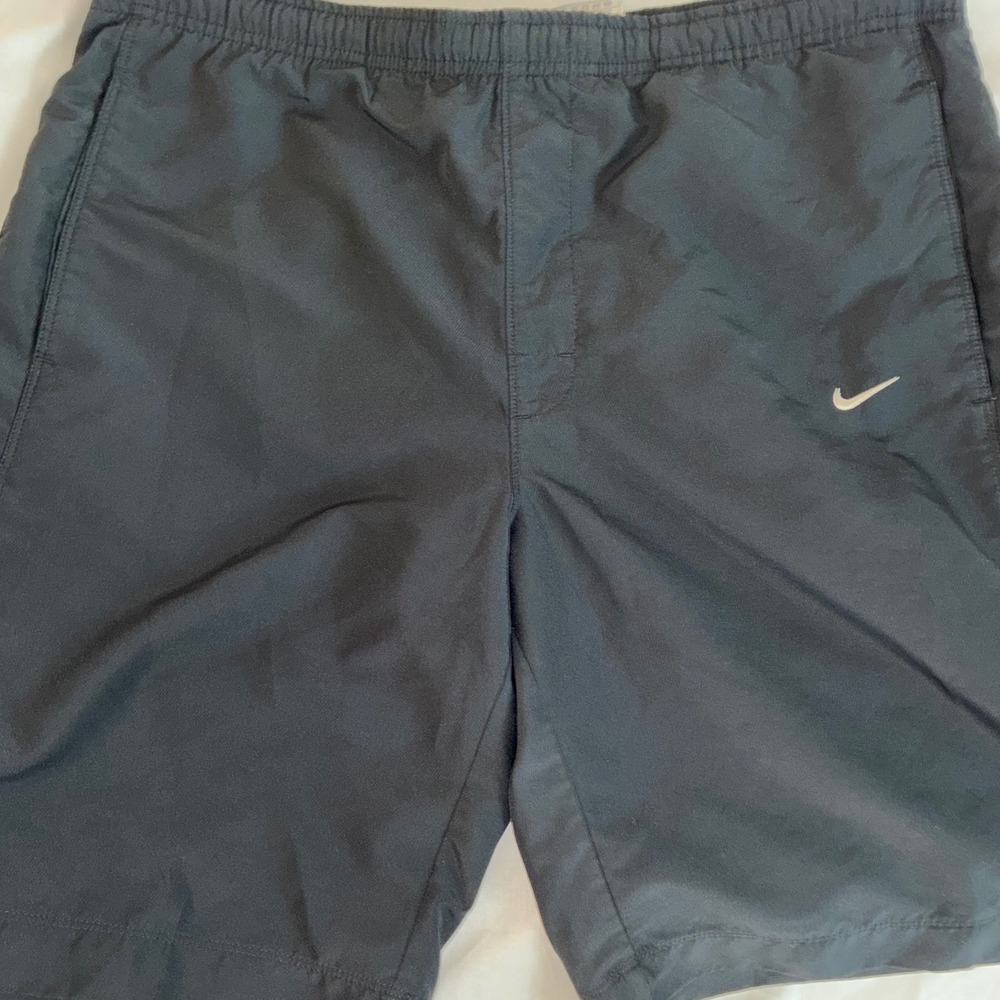 Nike Running Shorts Mens Large Black Mesh Lined Athletic Gym Pockets Swoosh Logo
